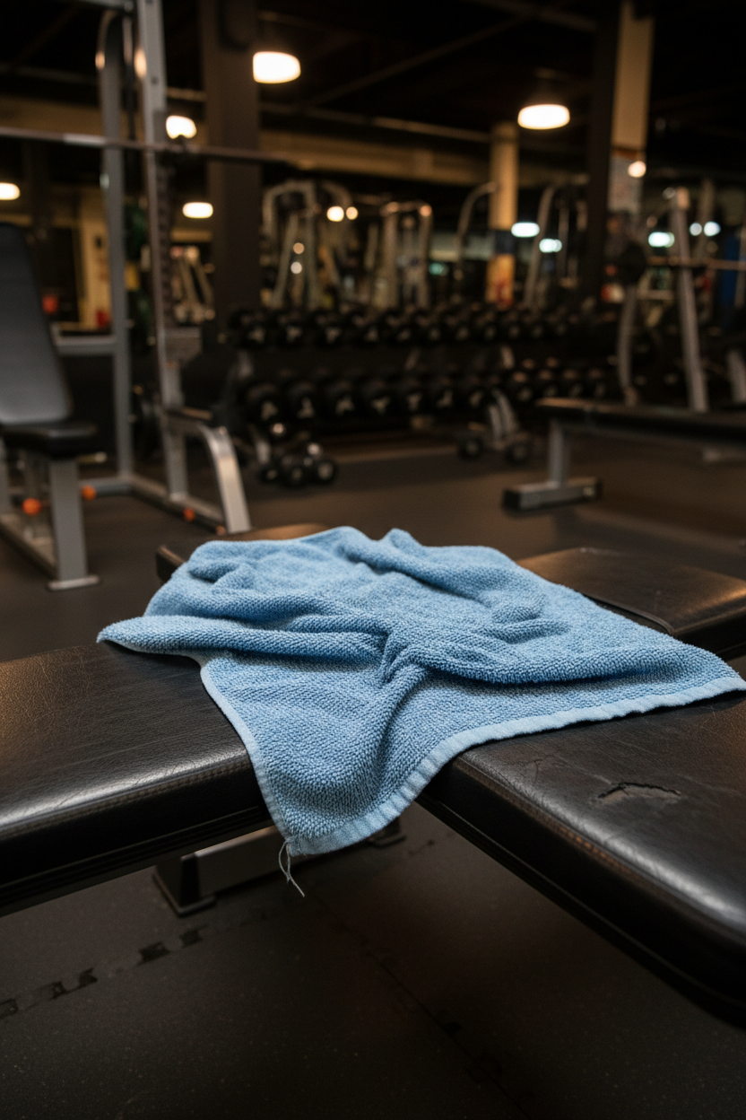 Blue towel on bench